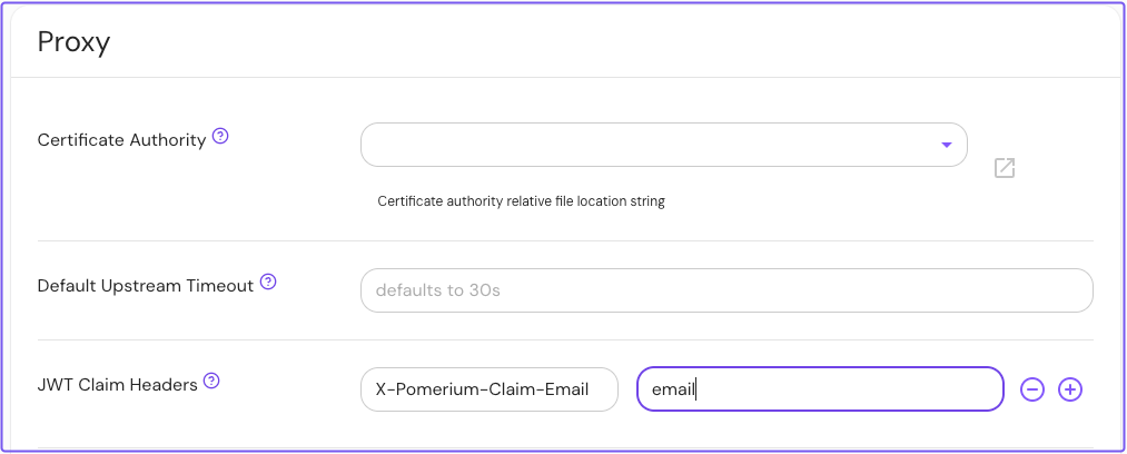 Configuring JWT Claim Headers to forward the email claim as an identity header in the Enterprise Console