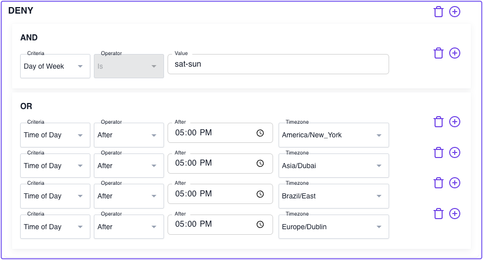 Adding multiple Deny blocks in the PPL builder