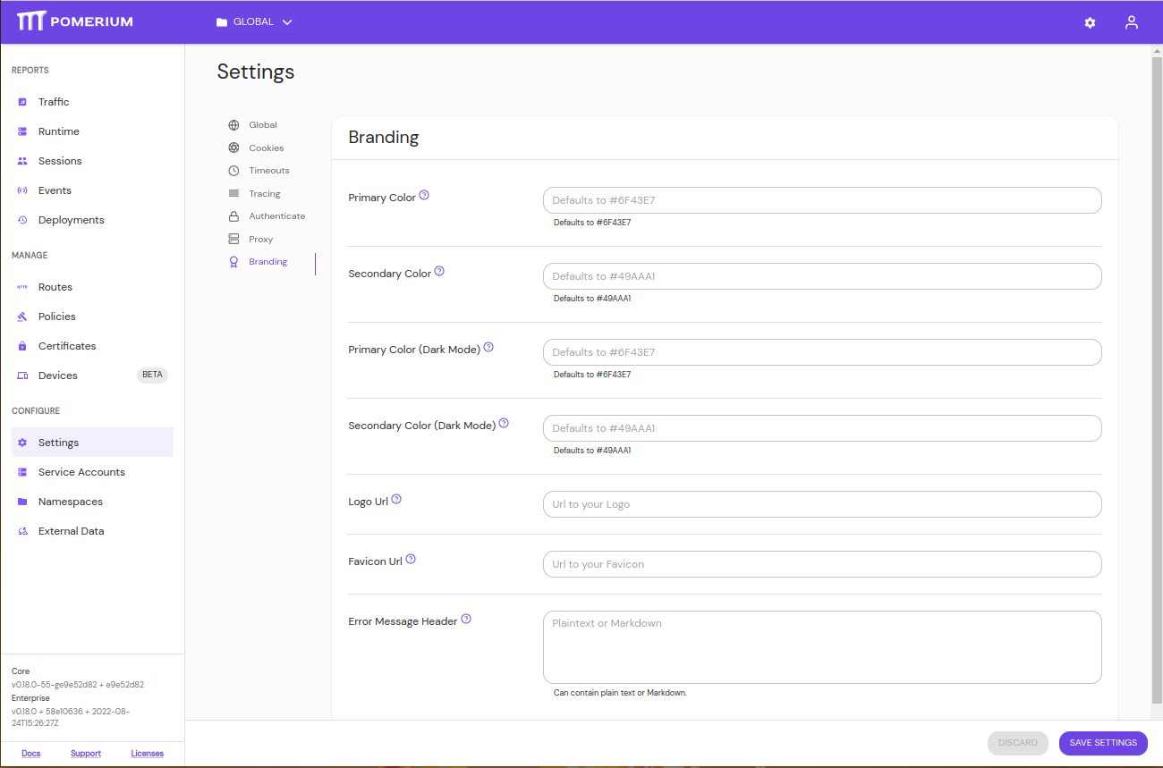 Branding Settings in Pomerium Enterprise